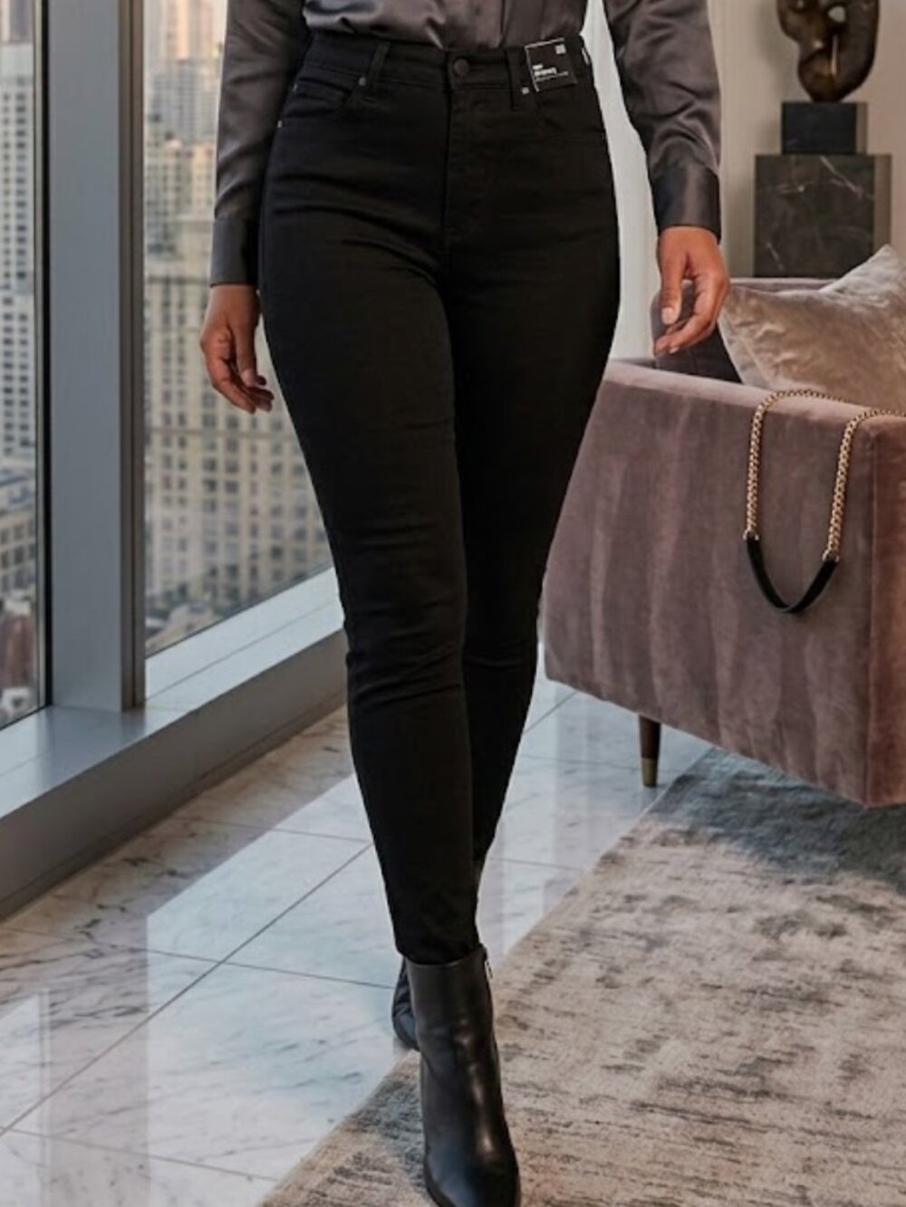 New NWT Express Skinny Super High Rise Black Jeans 10 Regular High Waisted